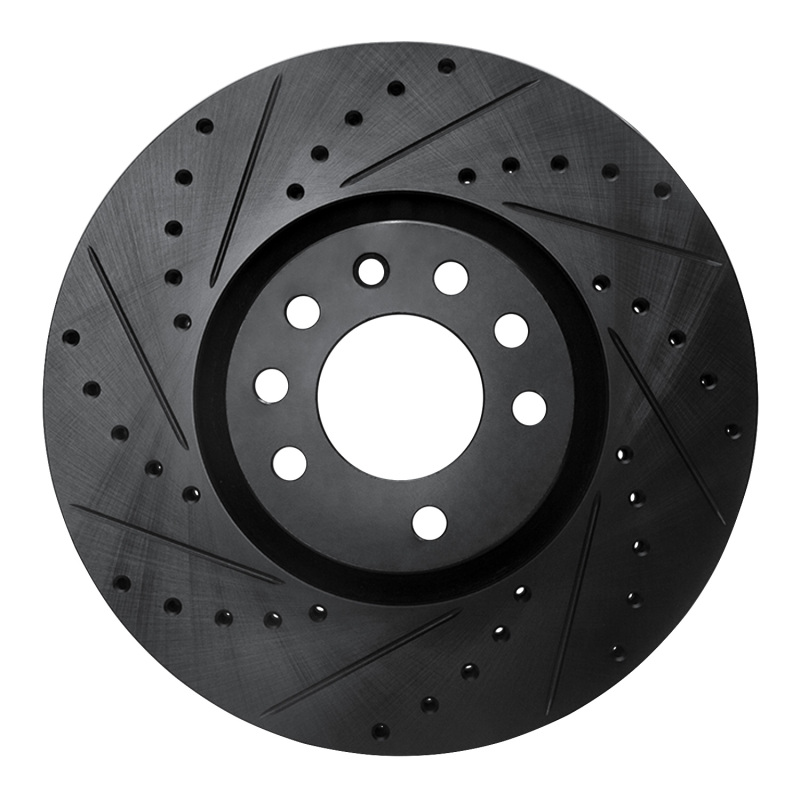 Cadillac BLS Brake Rotor (1) - Front Left - R1 Concepts - Drilled & Slotted - Black - `03-`11